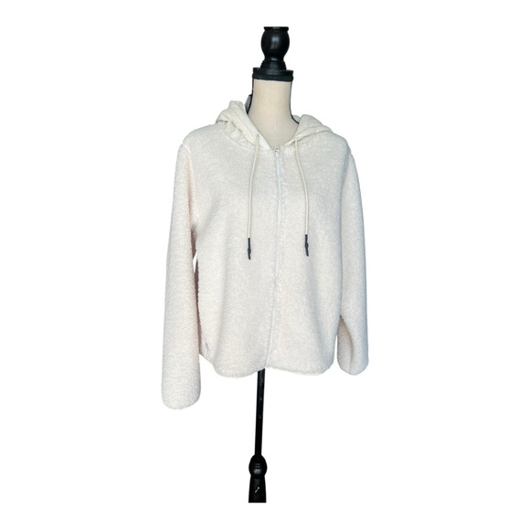 NWT JoyLab Off-White Teddy Jacket with Hood Size L - Picture 1 of 12